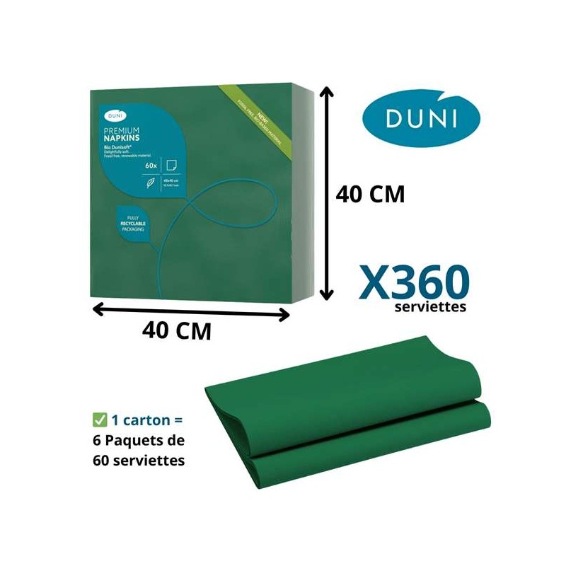 Serviette Bio Dunisoft® 40 x 40 cm Vert Foncé - Élégance