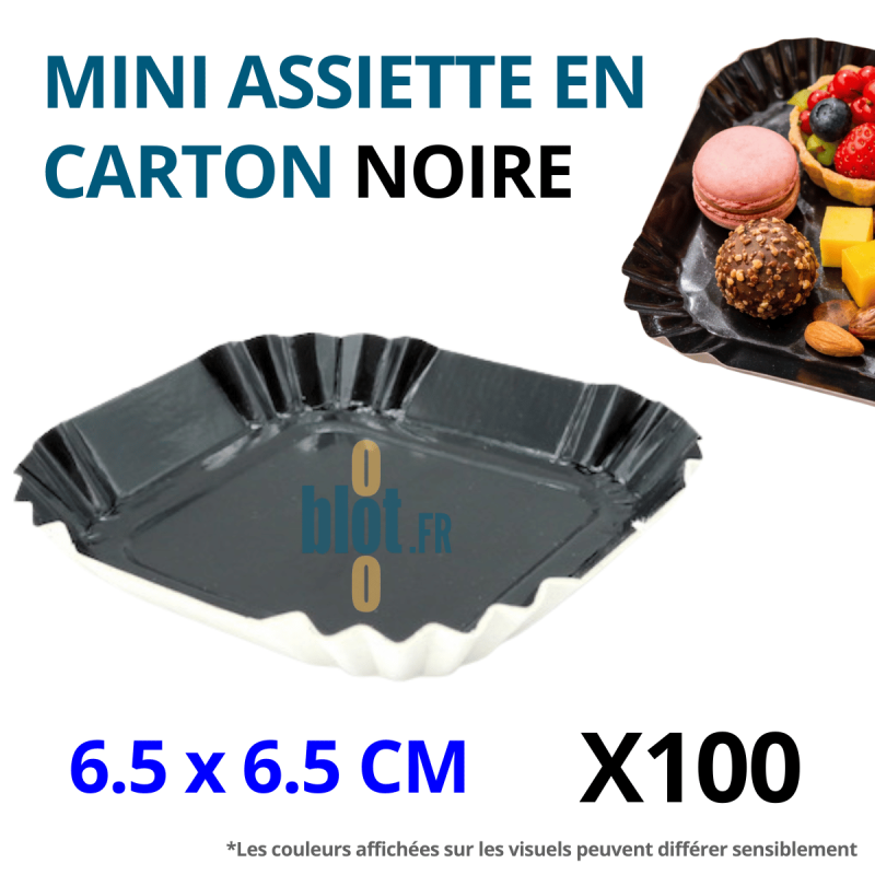 (X100) – Mini assiette Carré en carton jetable Noire - (6.5X6.5 CM)
