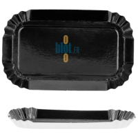 Mini assiette rectangulaire noire en carton rigide 9,5×5 cm vue de dessus pour dégustation