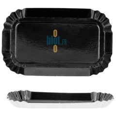 Mini assiette rectangulaire noire en carton rigide 9,5×5 cm vue de dessus pour dégustation