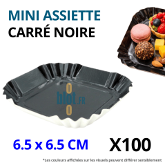 Support dégustation carré noir en carton alimentaire pour traiteur
