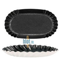Mini plateau ovale noir en carton jetable vue dessus et profil