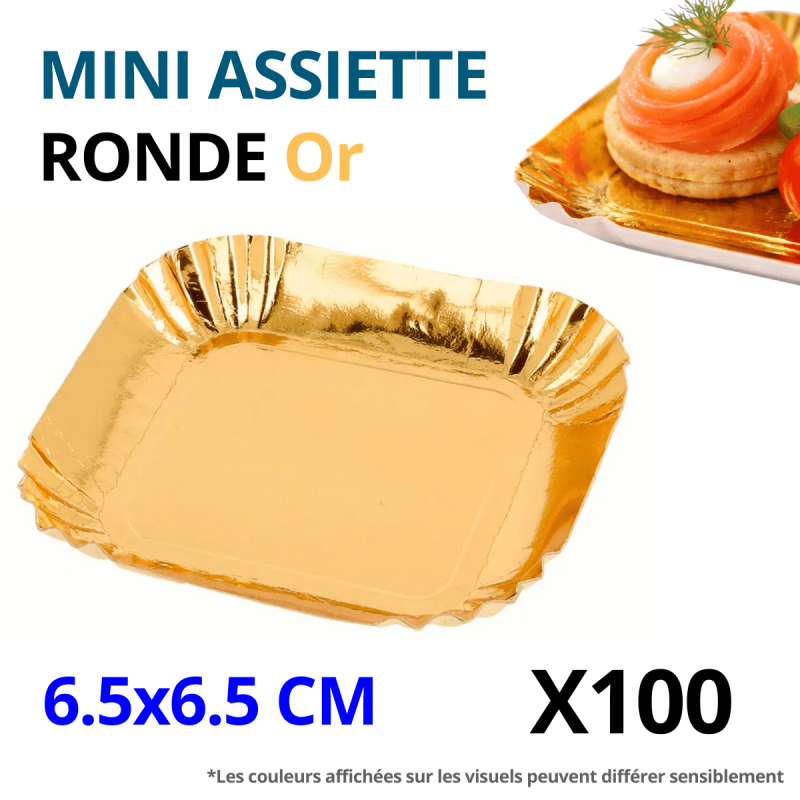 (X100) – Mini assiette Carré en carton jetable Or - (6.5X6.5 CM)