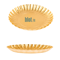 Mini assiette ronde carton or Ø8,8 cm montrant la finition brillante et la structure rigide