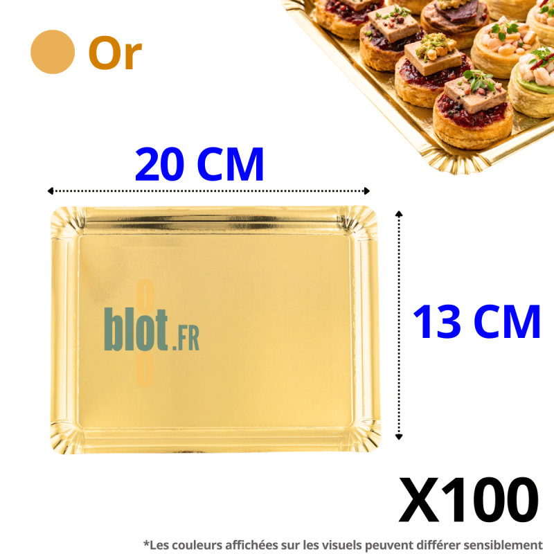 (X100) – Ravier en Or - Carton - Jetable - (13X20 CM)