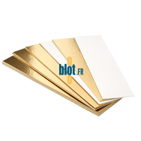 Empilement de semelles carton or blanc rectangulaires pâtisserie format 50x10,4 cm