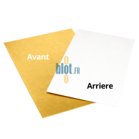 Plaque carton pâtisserie rectangulaire 20x30 cm double face or blanc vue avant et arrière