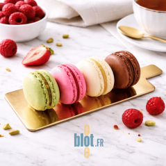 Plaquette carton alimentaire or noir avec languette pour service traiteur dessert individuel