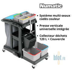 Chariot ECO-Matic 3 ReFlo avec multi-seaux codés couleur et presse verticale intégrée