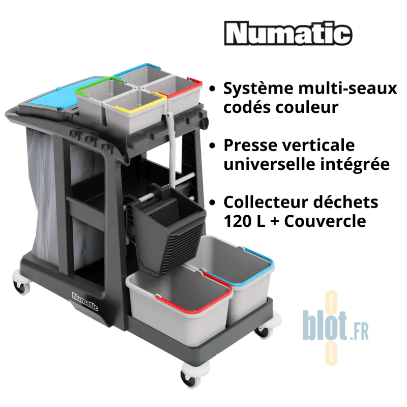 Chariot de ménage professionnel ECO-Matic 3 ReFlo