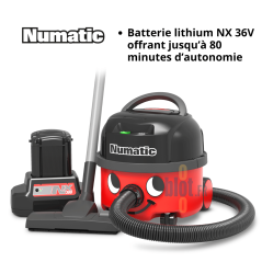 Aspirateur sans fil NBV 190 NX Numatic avec batterie lithium 36V