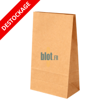 Sac papier kraft SOS sans poignée format cabas 14+8×24 cm en position verticale sur fond blanc.