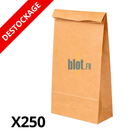 Sac cabas kraft SOS sans anses 25+15×43,5 cm naturel pour restauration et vente à emporter