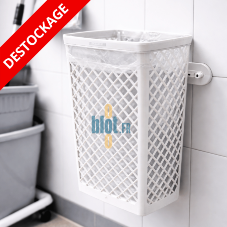 Corbeille Plastique Blanche - (40 L) + Fixation Murale