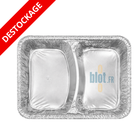 DESTOCKAGE ! (X100) - Plat Alu 2 compartiments - (22.7×17.6×3 CM)