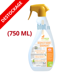 Pulvérisateur dégraissant cuisine Respect’Home Diamant 750 ml EcoCert sur fond blanc, vue produit isolée. Destockage