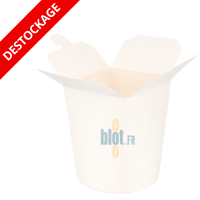 Bol carton alimentaire blanc 480 ml ouvert avec rabats de fermeture visibles