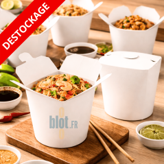 Récipients carton micro-ondables 480 ml utilisés pour plats asiatiques à emporter