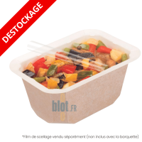 Barquette kraft scellable Food K 500 ml thermosoudée avec film transparent pour transport étanche des repas à emporter