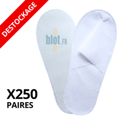 Chaussons jetables spunbond blancs 28x11 cm vue produit à plat pour usage professionnel