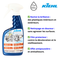 Nettoyant rénovateur plastiques et cuir 500 ml en spray pour entretien intérieur automobile