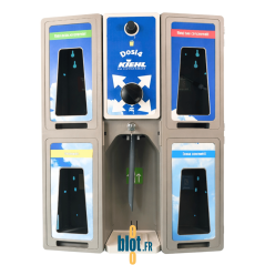 Armoire de dosage DOSI 4 KIEHL ouverte avec compartiments produits et système Venturi intégré.