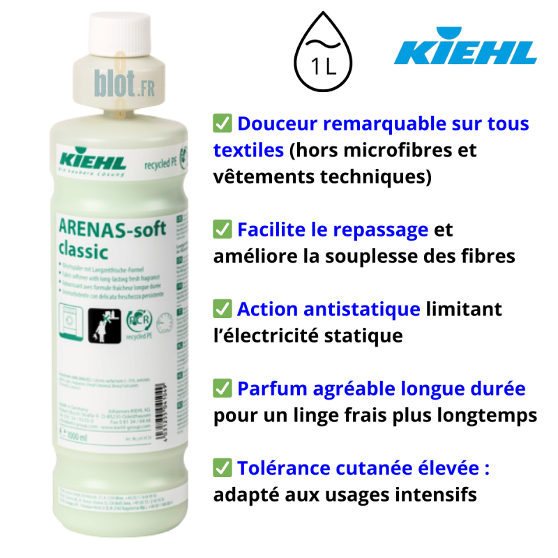 ARENAS-soft classic – Adoucissant professionnel longue durée - (1L) ARENAS-soft classic – Adoucissant professionnel longue durée - (1L)