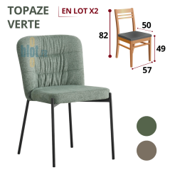 chaise TOPAZE verte lot de 2 chaises professionnelles tissu vert pieds acier noir