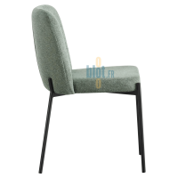 chaise TOPAZE verte tissu profil assise garnie structure métal noir