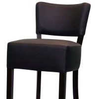 dossier et assise rembourrés tabouret LUIGI ébène simili cuir noir chaise haute bar professionnelle