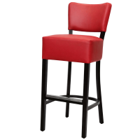 tabouret bar LUIGI groseille bois hêtre massif assise rembourrée simili cuir rouge mobilier professionnel