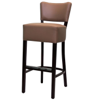 tabouret bar LUIGI taupe bois hêtre massif assise rembourrée simili cuir taupe mobilier professionnel