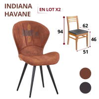 chaise INDIANA havane lot de 2 chaises restaurant simili cuir havane pieds métal noir dimensions 94 × 51 × 61 cm