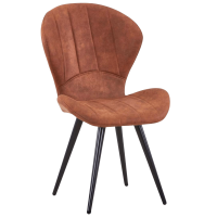 chaise INDIANA havane assise et dossier garnis revêtement effet cuir havane pieds métal noir mobilier restaurant