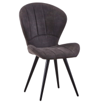 chaise INDIANA gris souris assise et dossier garnis revêtement effet cuir gris pieds métal noir mobilier restaurant