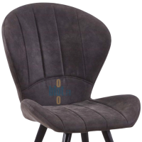 chaise INDIANA gris souris assise et dossier garnis revêtement effet cuir gris pieds métal noir mobilier restaurant