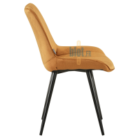 chaise PAMELA moutarde profil assise rembourrée dossier garni structure métal noir mobilier professionnel restauration