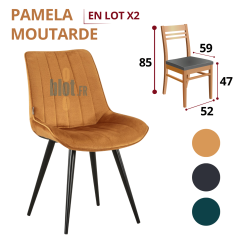 chaise PAMELA moutarde lot de 2 chaises restaurant assise garnie structure métal noir mobilier professionnel