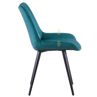 chaise PAMELA verte profil assise garnie et dossier confortable chaise restaurant métal