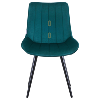 chaise PAMELA verte vue de face chaise professionnelle velours structure métal noir