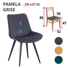 chaise PAMELA grise velours structure métal noir chaise restaurant professionnelle