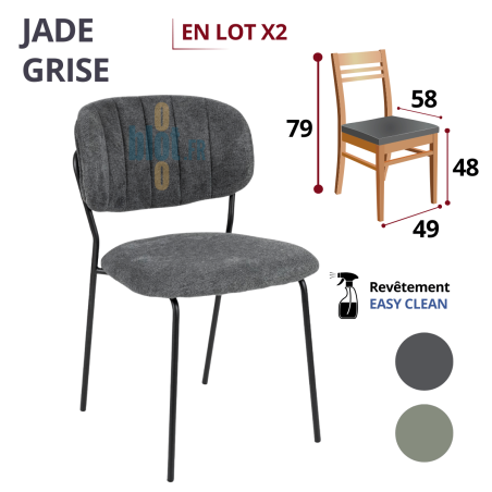 chaise JADE grise structure métal assise garnie revêtement easy clean mobilier restauration professionnel