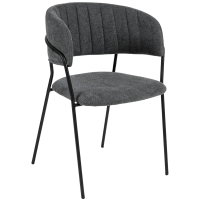 fauteuil OPALE gris vue avant structure métal noir assise garnie mobilier restauration professionnel