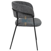 fauteuil OPALE gris vue de profil structure métal noir dossier garni fauteuil professionnel restaurant