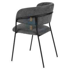 fauteuil OPALE gris trois quarts arrière structure métal noir assise garnie mobilier professionnel CHR