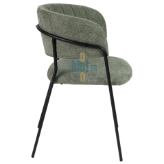 fauteuil OPALE vert vue de profil structure métal noir dossier garni fauteuil professionnel restaurant