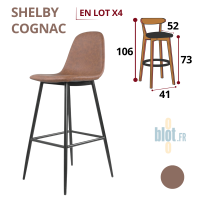 tabouret SHELBY cognac lot de 4 structure métal assise garnie tabouret bar professionnel