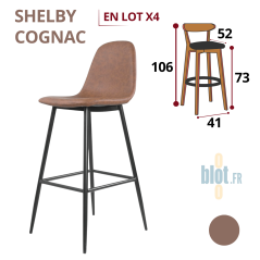 tabouret SHELBY cognac lot de 4 structure métal assise garnie tabouret bar professionnel