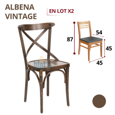chaise ALBENA hêtre patine vintage lot de 2 chaise bistrot professionnelle dossier croix