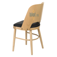 chaise AMANDINE vue arrière hêtre naturel assise ébène professionnelle